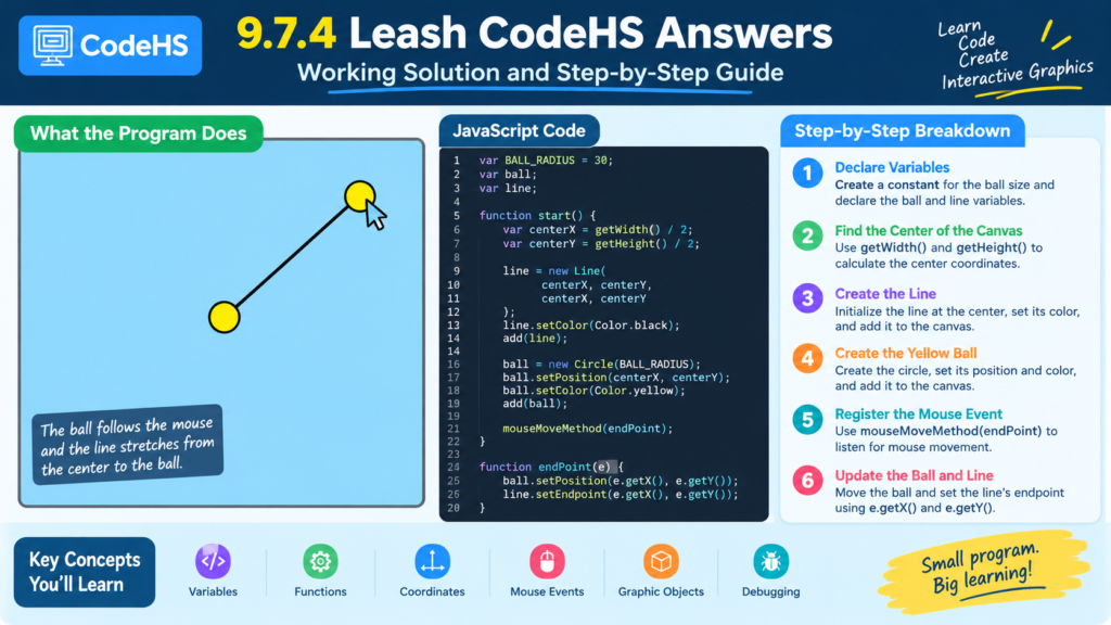 9.7.4 Leash CodeHS Answers: Working Solution and Step-by-Step Guide