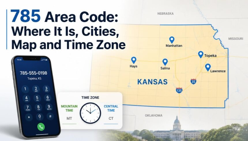 785 Area Code: Where It Is, Cities, Map and Time Zone